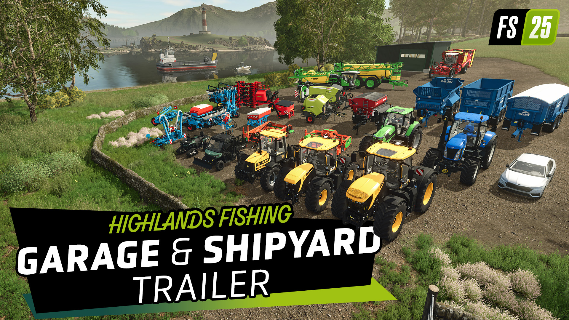 大型拡張パック「Highlands Fishing」Garage&Shipyard Trailer